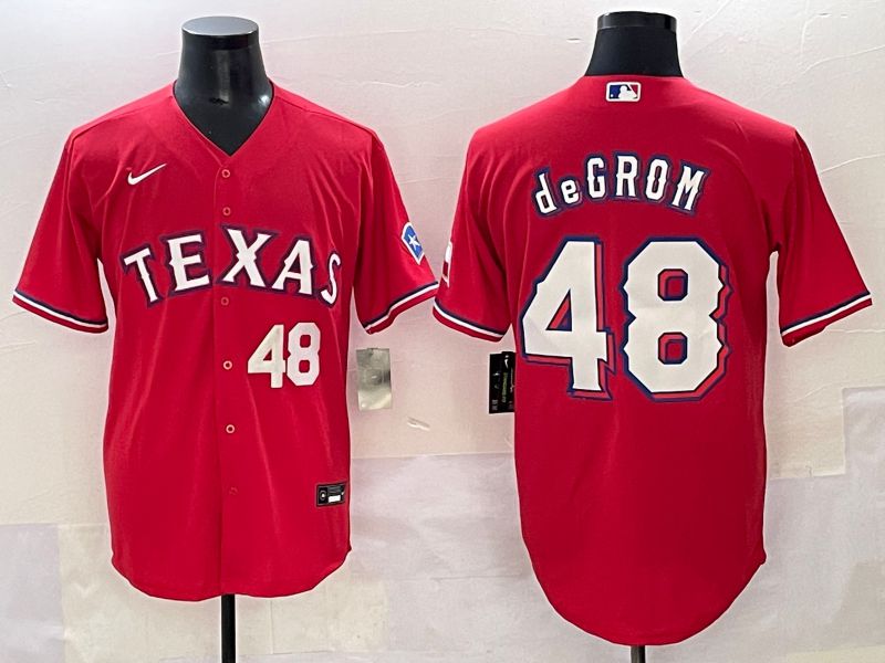 Men 2025 Texas Rangers #48 Degrom Red Game Nike MLB Jersey style 6->texas rangers->MLB Jersey